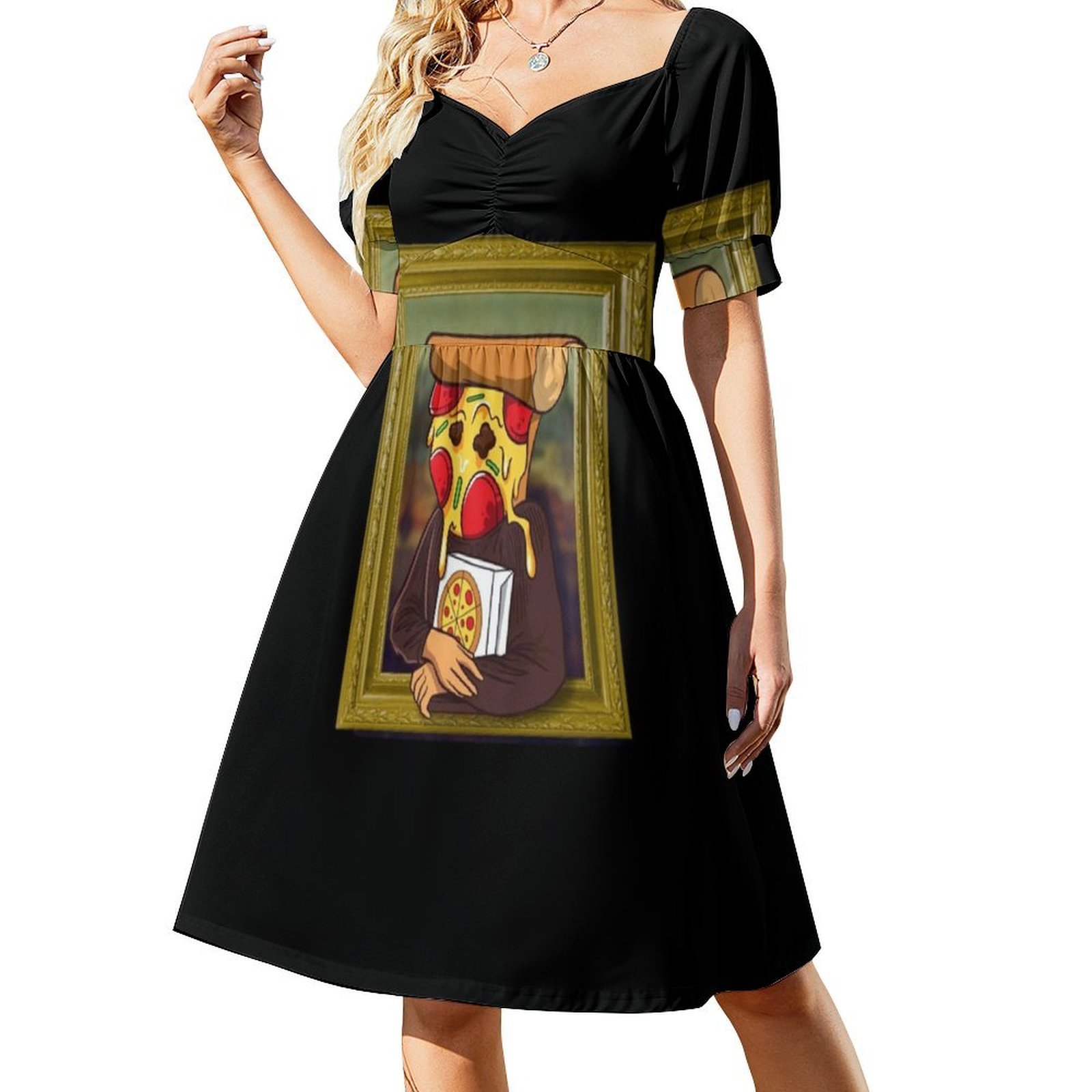 The Pizza Mona Lisa Funny Arti - Smocked Dress Women review and price