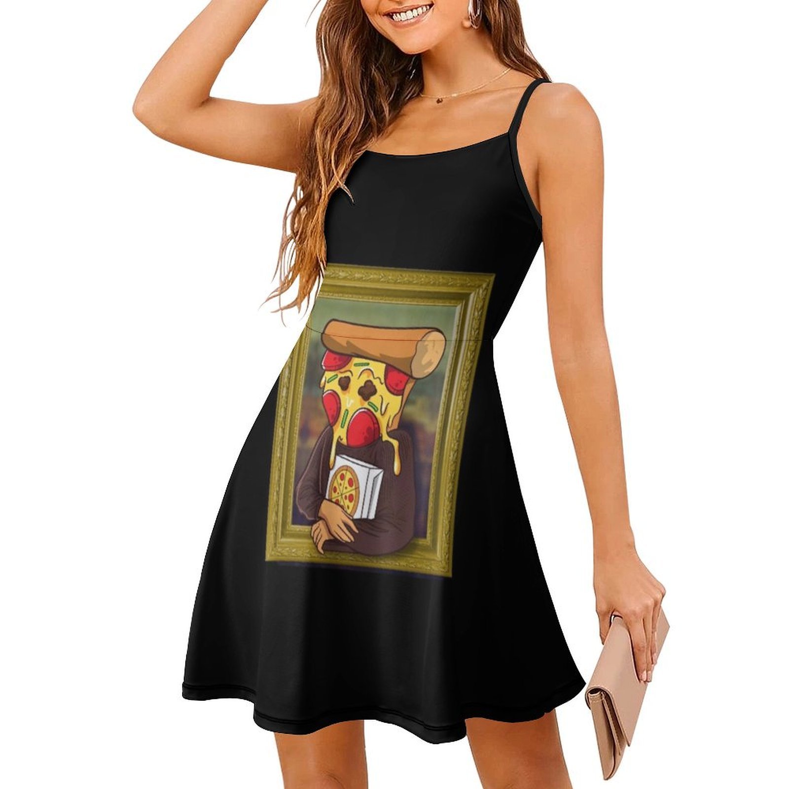 The Pizza Mona Lisa Funny Arti - Smocked Dress Women review and price