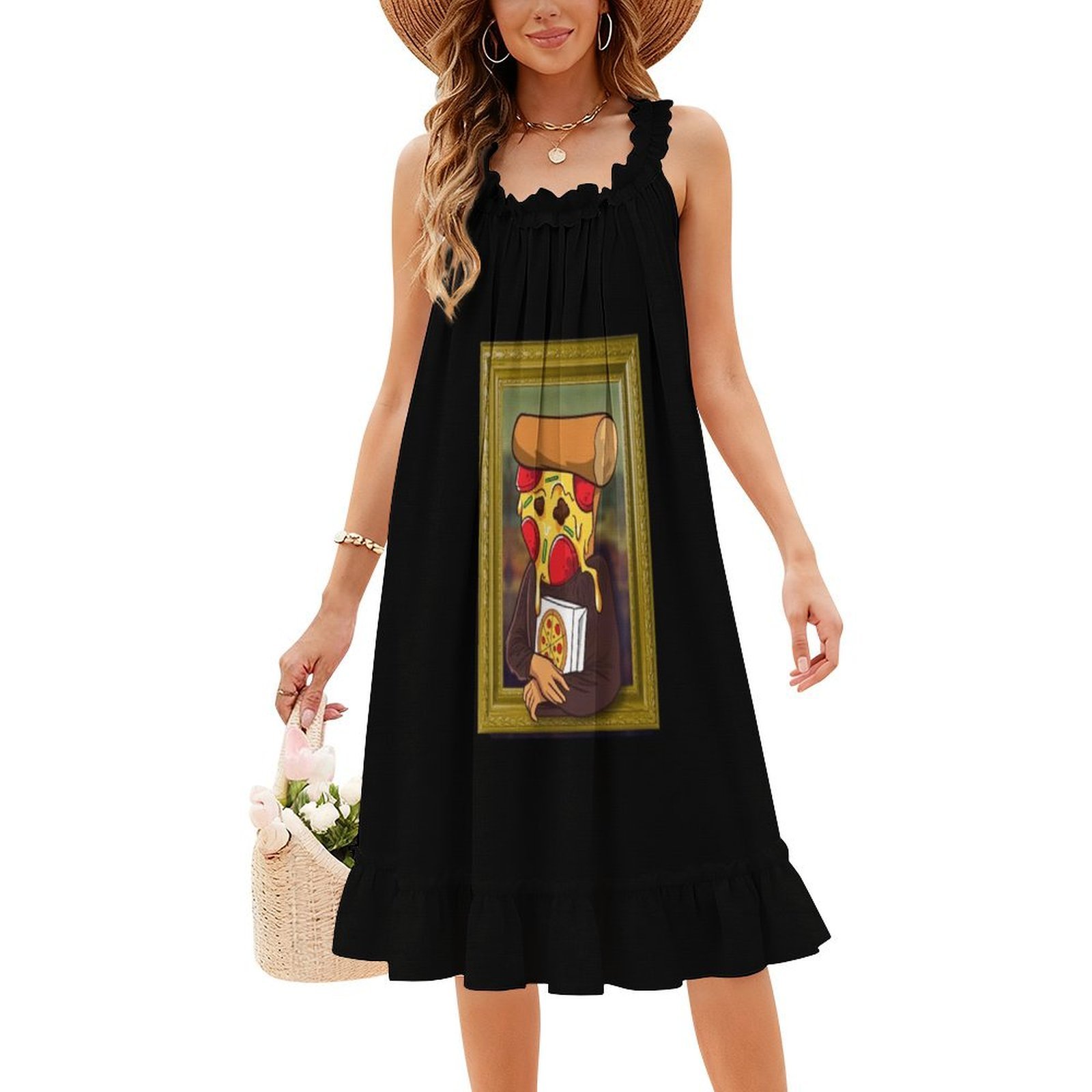 The Pizza Mona Lisa Funny Arti - Smocked Dress Women review and price