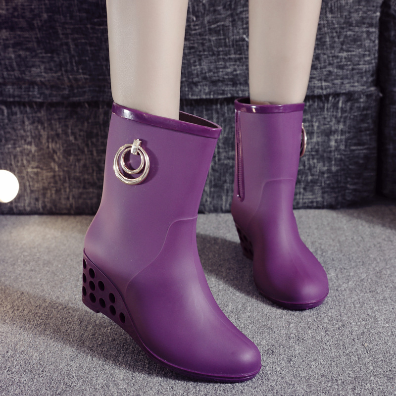 Korean Style Wedges Mid Tube R - Women'S Fashion Rain Boots review and price