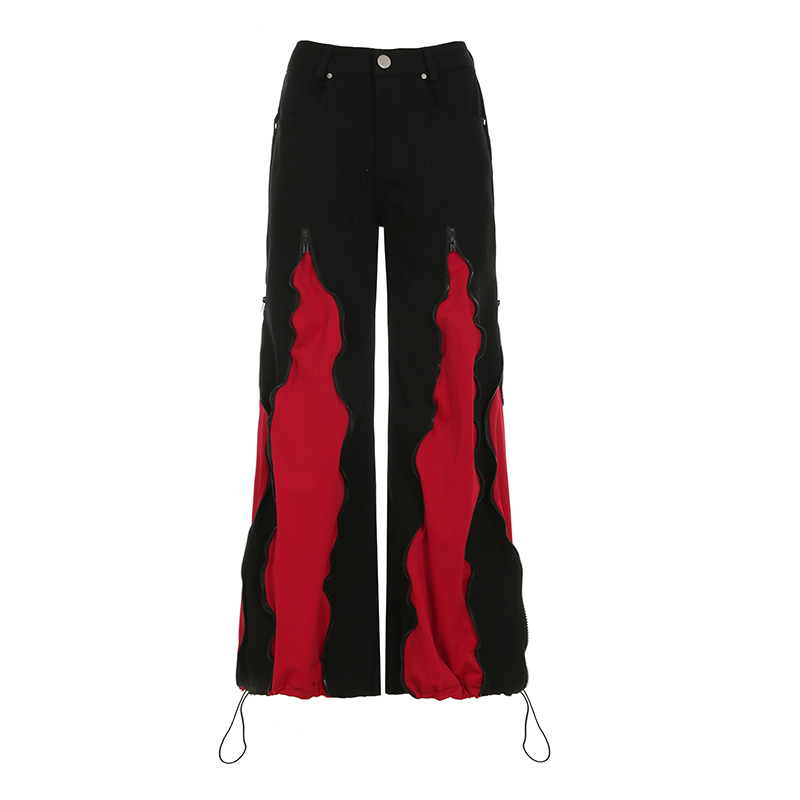 Dark Zipper Patchwork Contrast - Mom Jeans Women review and price