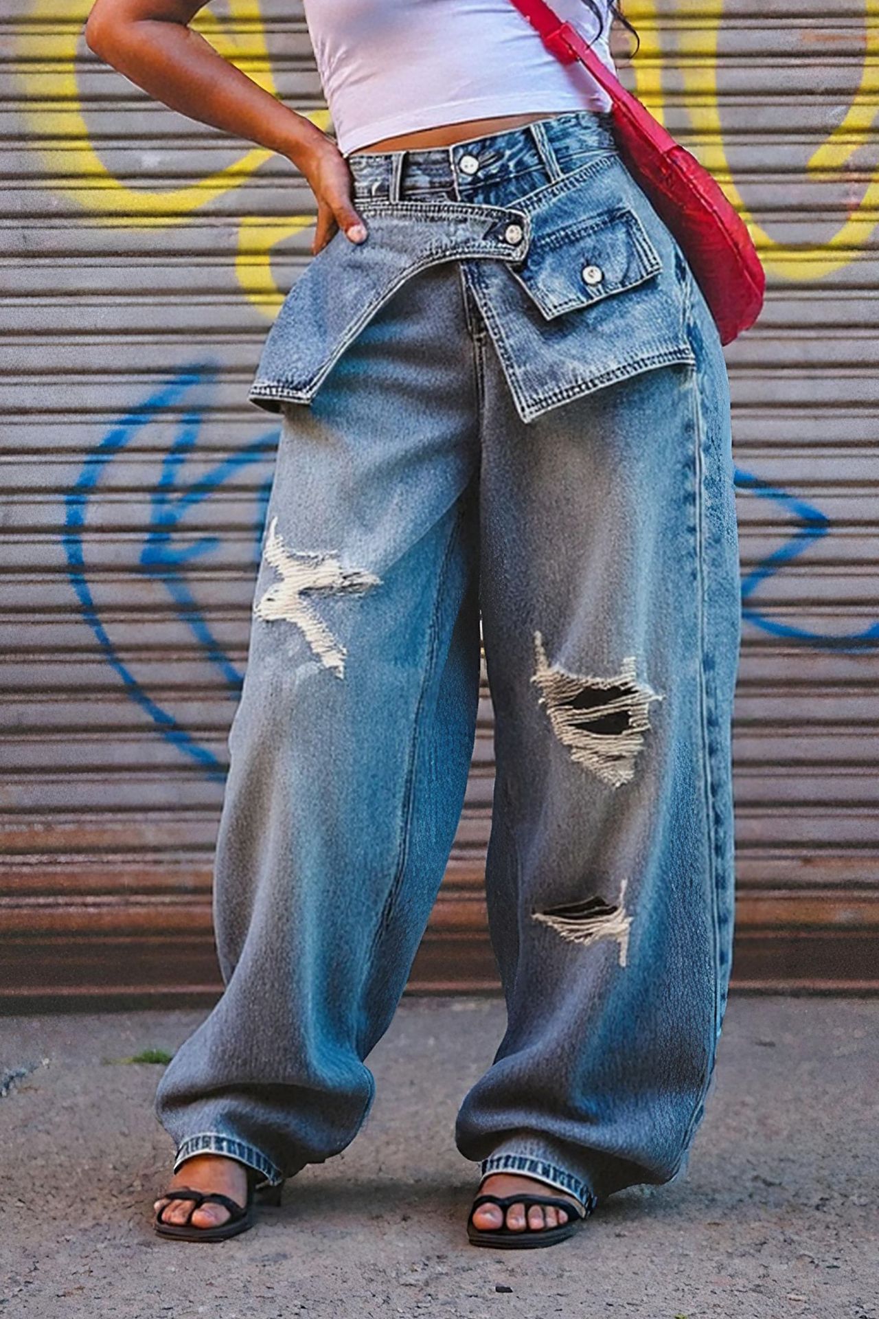 Hole Jeans Straight Pants Wome - Mom Jeans Women review and price