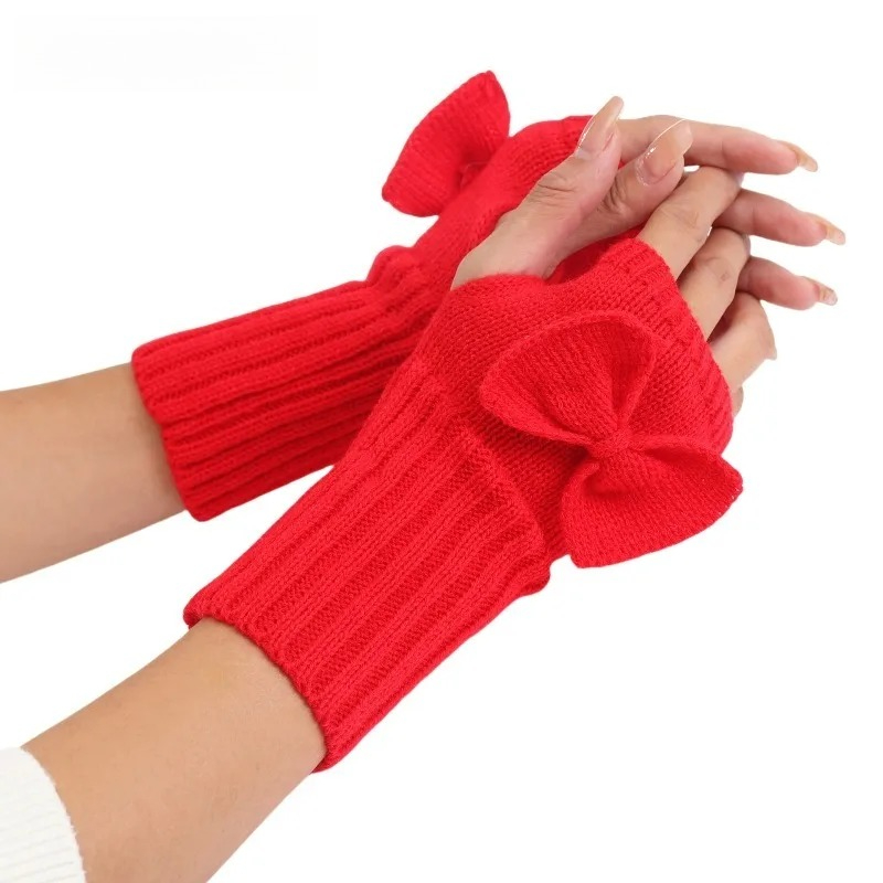 Knit Bow Fingerless Gloves – S - Women Fashion Gloves review and price
