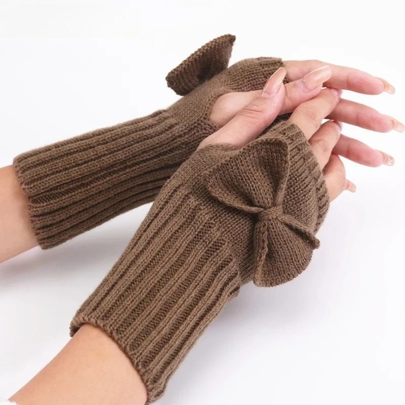 Knit Bow Fingerless Gloves – S - Women Fashion Gloves review and price