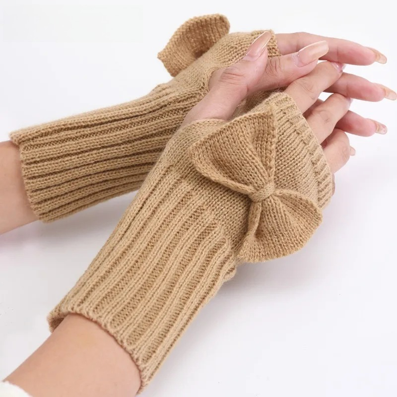 Knit Bow Fingerless Gloves – S - Women Fashion Gloves review and price