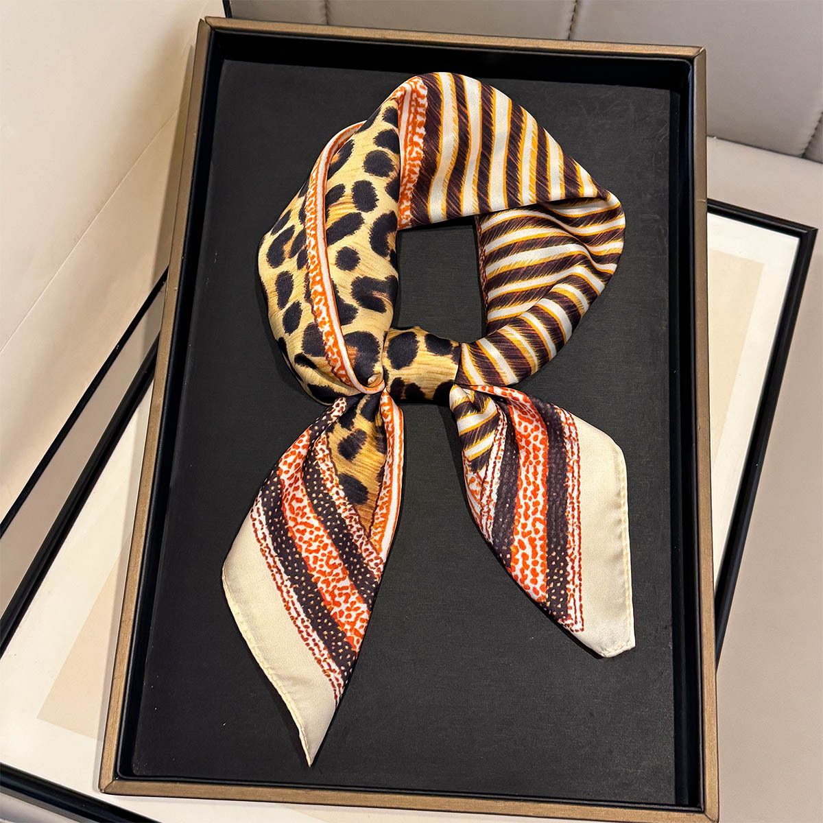 Leopard Print 65cm Silk Scarf  - Women'S Fashion Poncho review and price