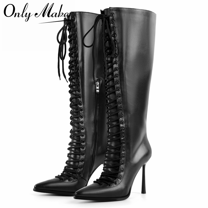Onlymaker Pointed Toe Lace Up  - Women'S Fashion Knee High Boots review and price